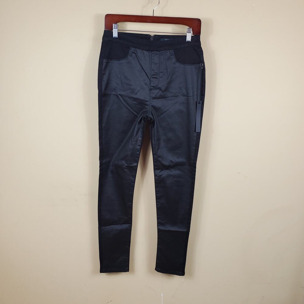 Forever 21 Black Faux Leather Front High Rise Skinny Jeans Size L